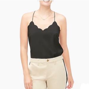 NWT! J. Crew Scalloped Cami Top, Black, Size 2